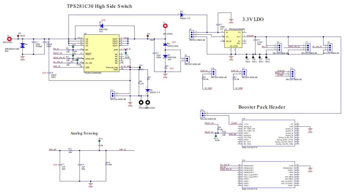 Schéma - Texas Instruments Carte d'évaluation TPS281C30EVM